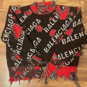 Balenciaga Black and Red Logo Sweater